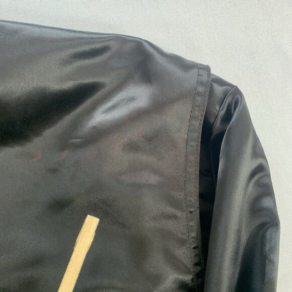 Vintage 1990s Excalibur Las Vegas Black Satin Adult Size XL Casino Bomber Jacket - Picture 6 of 10